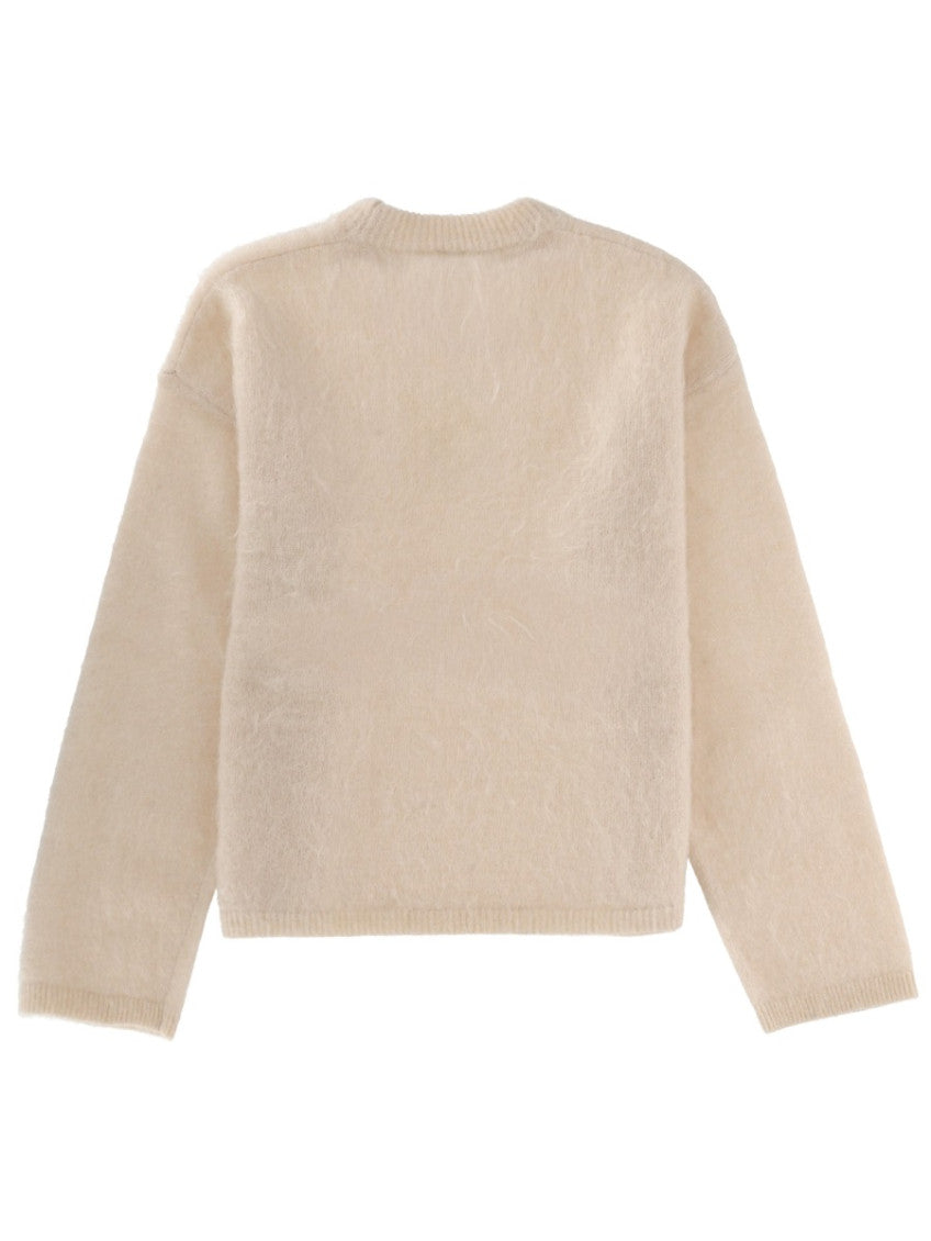 White Solid Crew Neck Sweater 2
