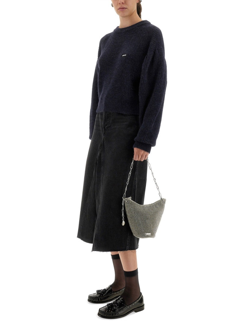 Blue Knitted Crew Neck Sweater 2