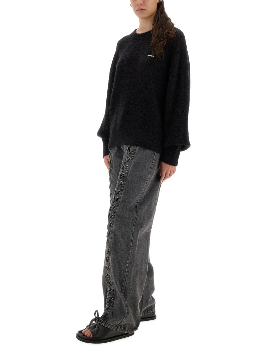 Black Knitted Crew Neck Sweater 2