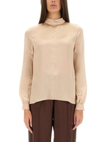 Light Brown Solid Mock Collar Top 1
