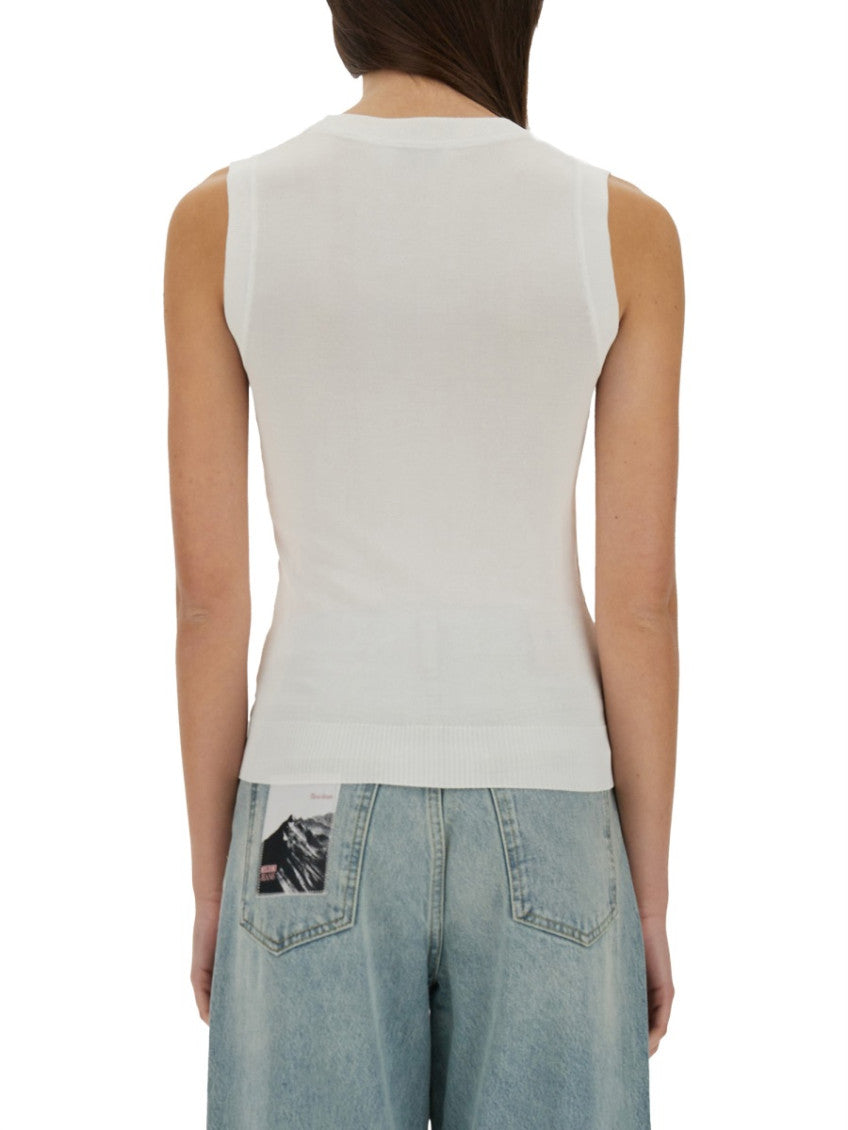White Logo Round Neck Top 2