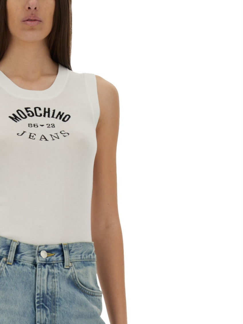White Logo Round Neck Top 3