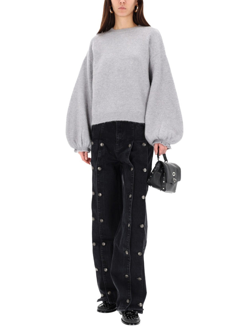 Grey Solid Crew Neck Sweater 2