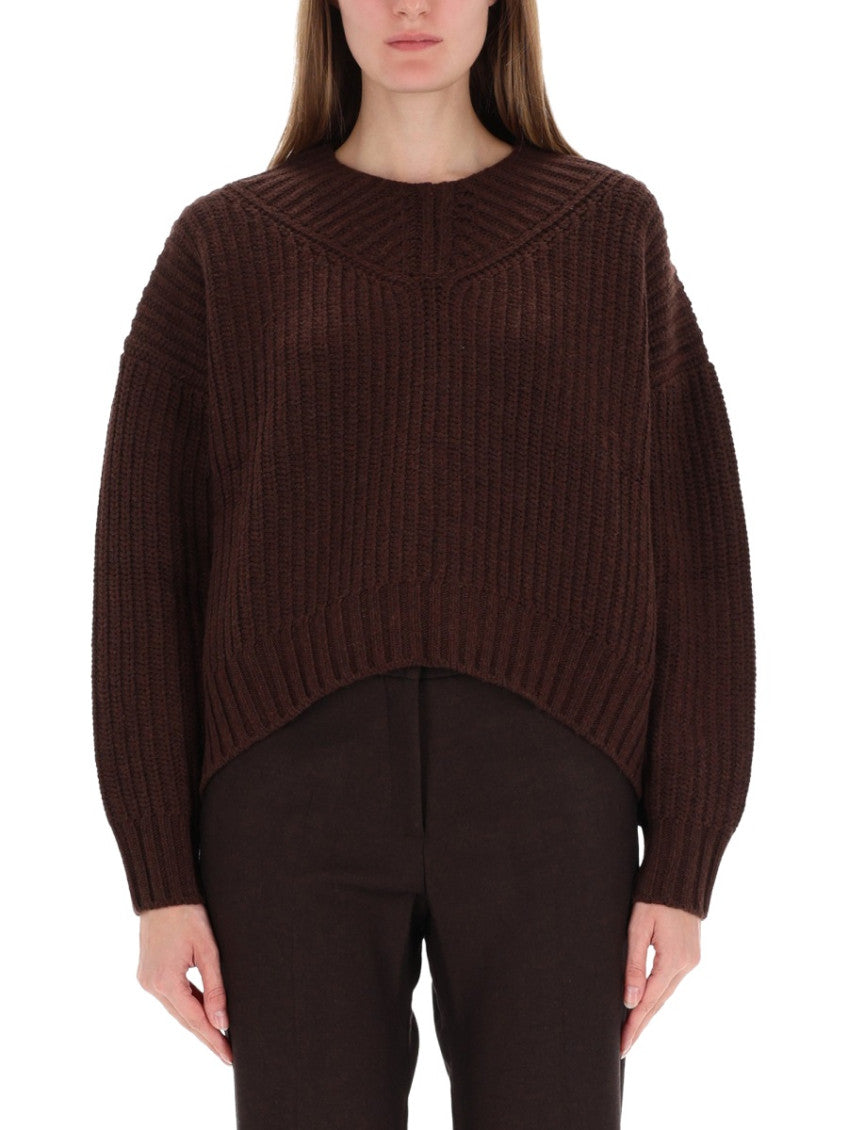 Brown Knitted Round Neck Sweater 1