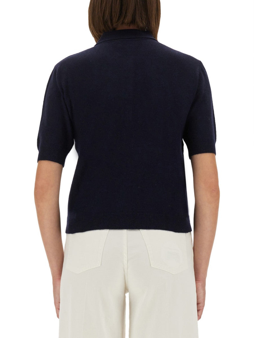Blue Logo Shirt Collar Sweater 3