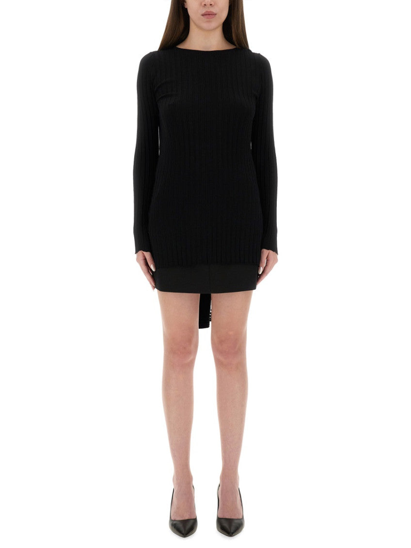 Black Knitted Boat Neck Sweater 1