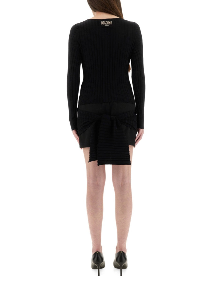 Black Knitted Boat Neck Sweater 3