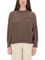 Brown Solid Crew Neck Sweater 1