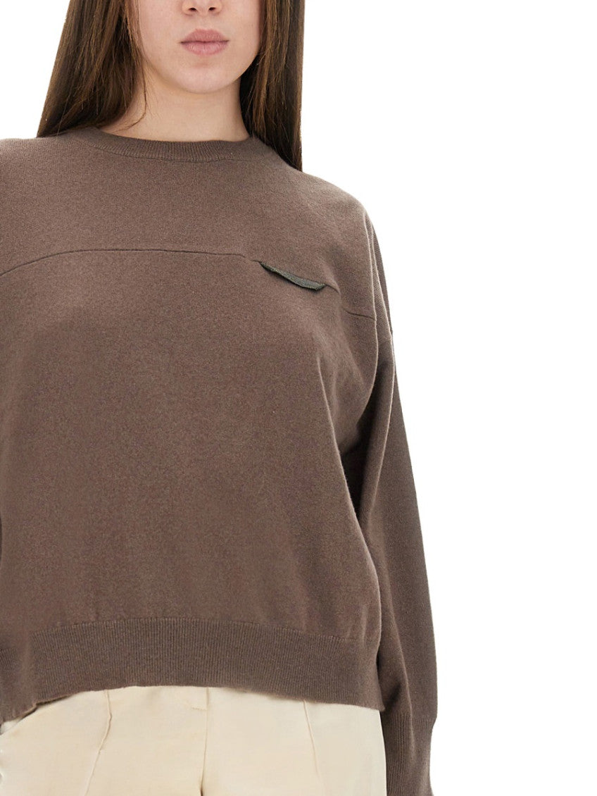 Brown Solid Crew Neck Sweater 4