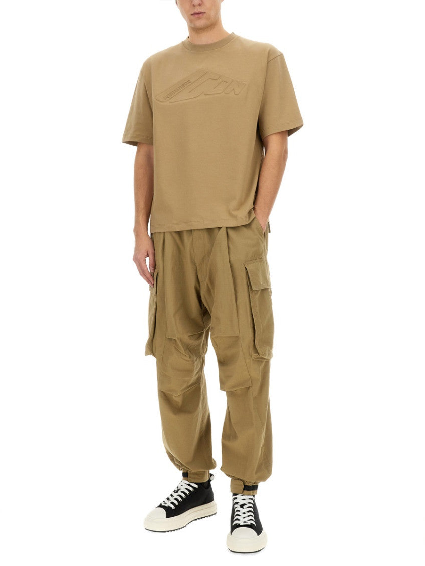 Beige Logo Crew Neck T-Shirt 2