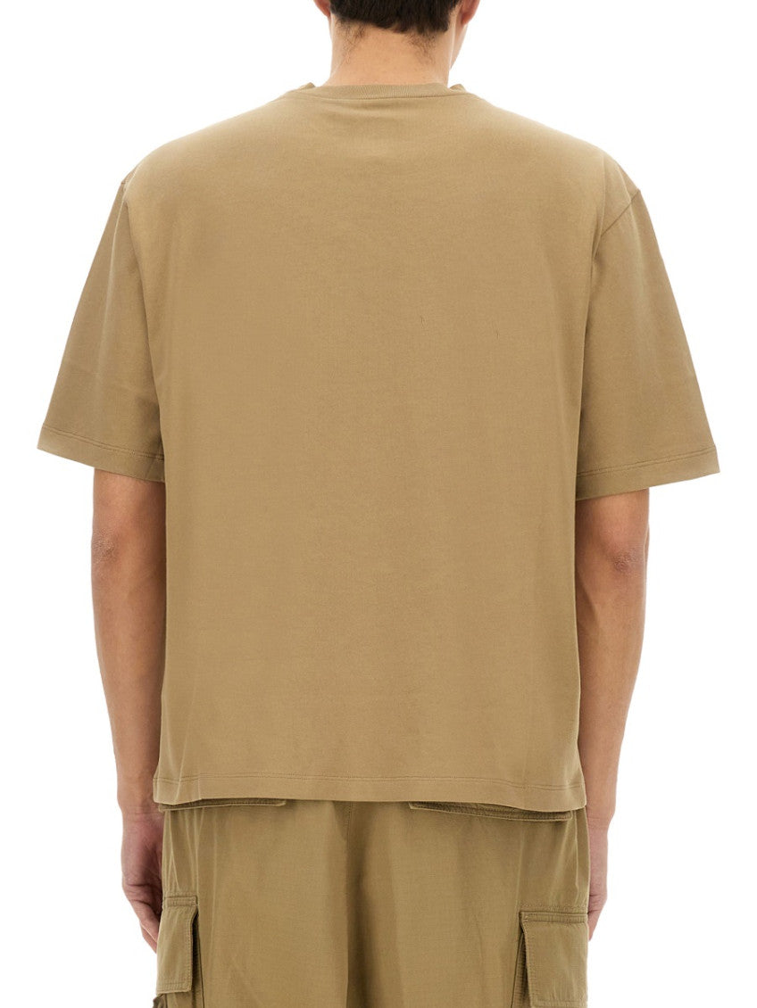 Beige Logo Crew Neck T-Shirt 3