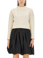 White Knitted Round Neck Sweater 1