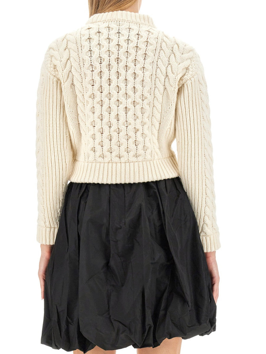 White Knitted Round Neck Sweater 3