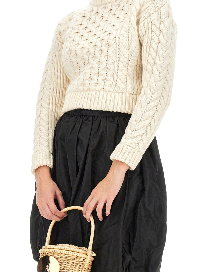 White Knitted Round Neck Sweater 4