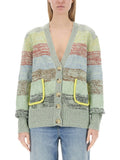 Multicolor Stripes V Neck Cardigan 1