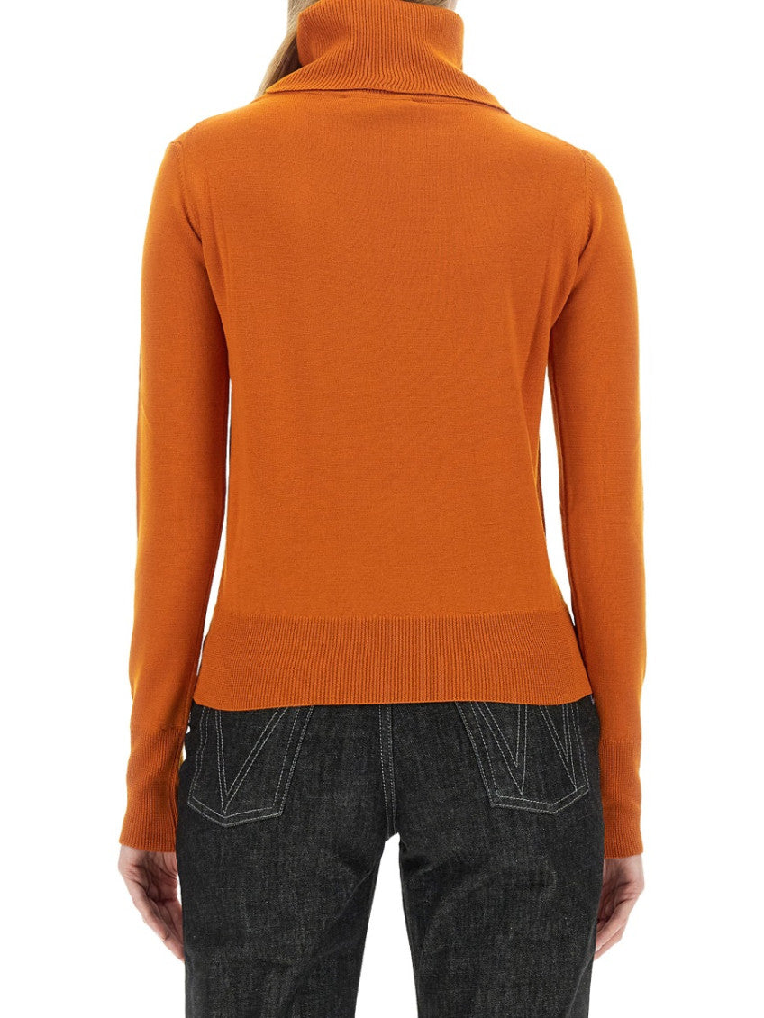 Orange Solid Turtle Neck Sweater 3