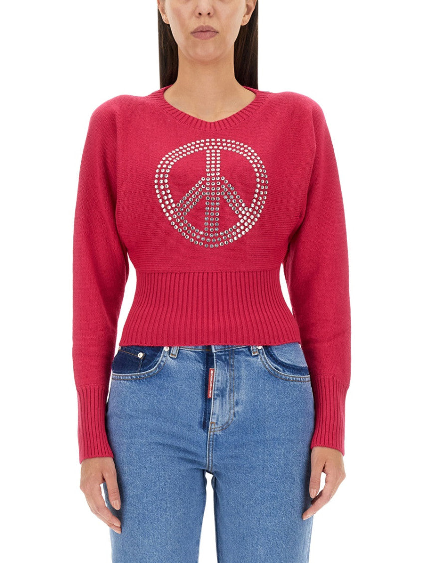 Fuchsia Embellished Round Neck Sweater 1