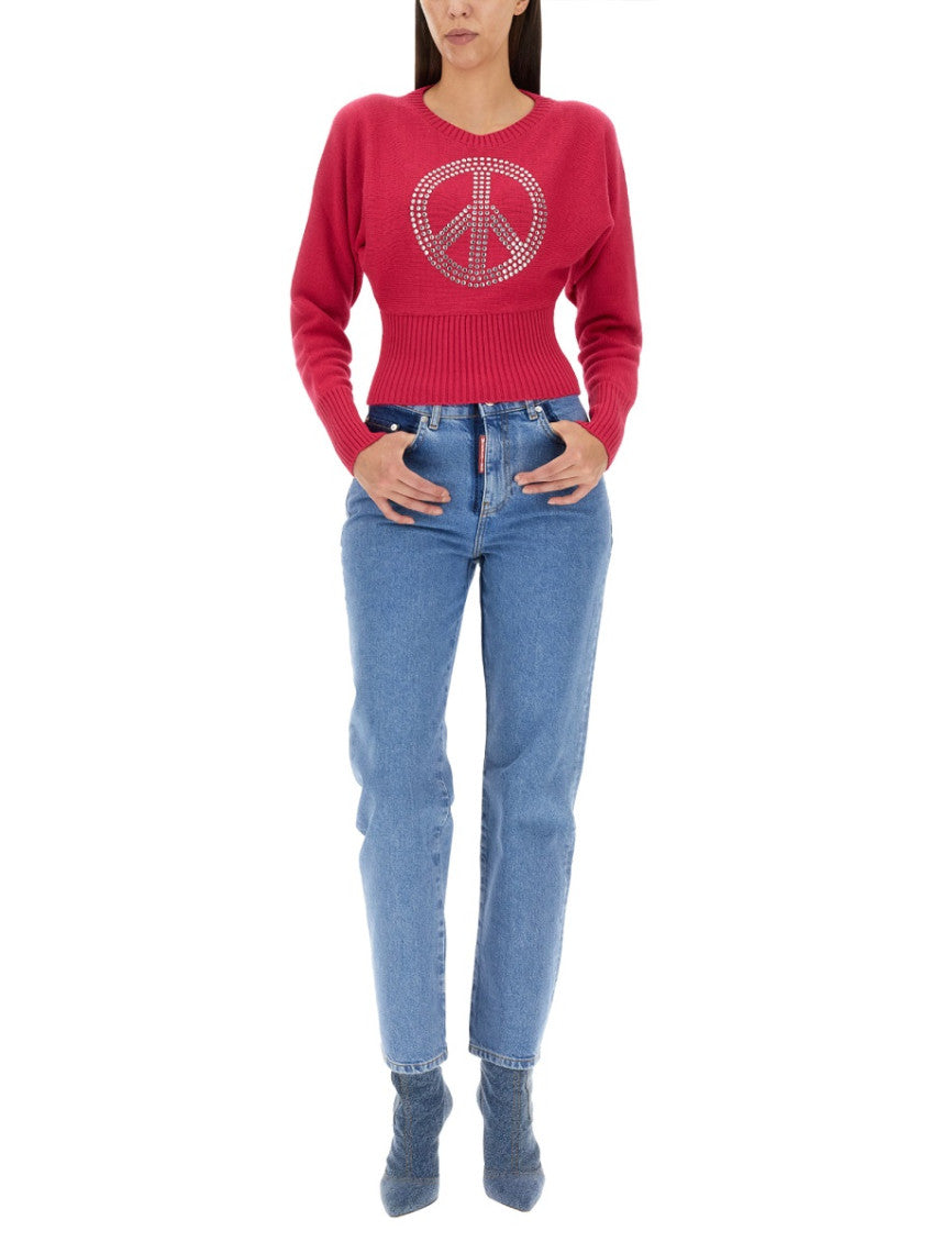 Fuchsia Embellished Round Neck Sweater 2