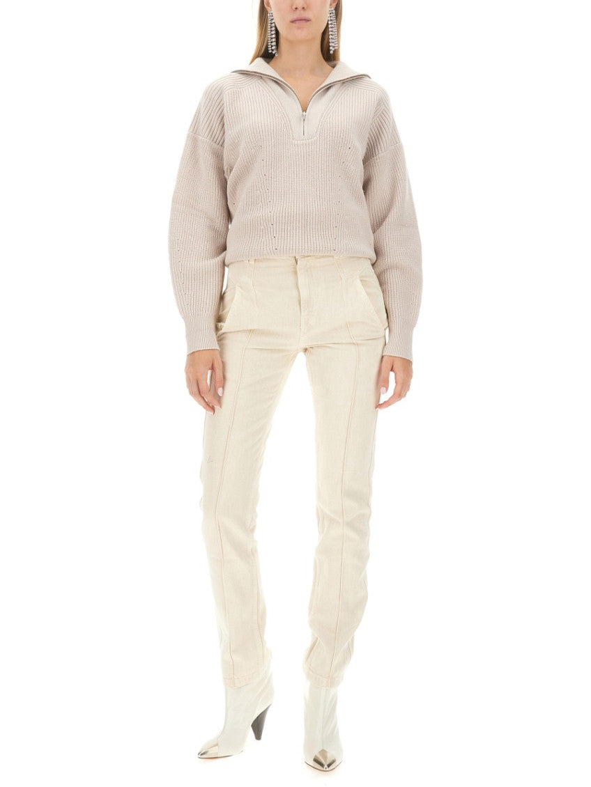 Light Brown Knitted Shawl Neck Sweater 2