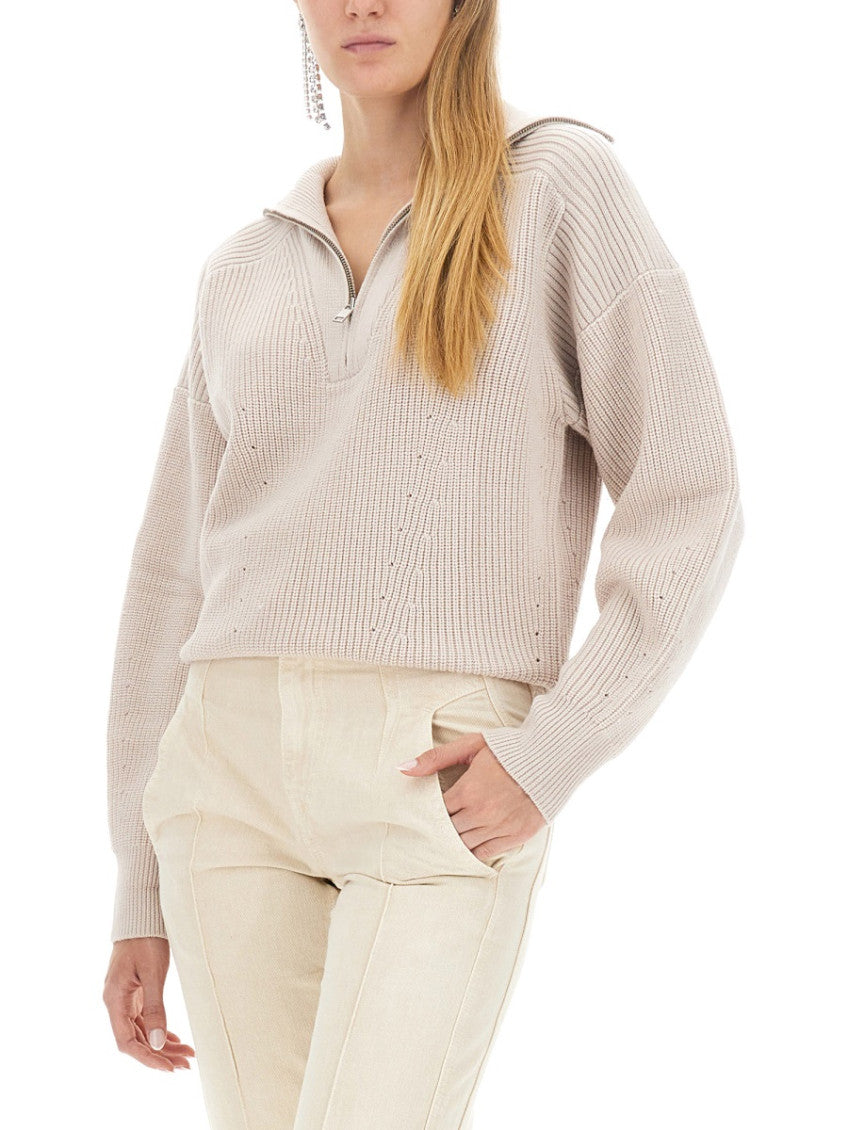 Light Brown Knitted Shawl Neck Sweater 4