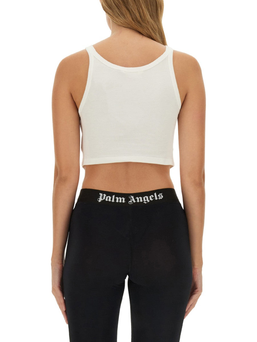 White Logo Scoop Neck Top 2