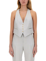 Grey Solid V Neck Top 1
