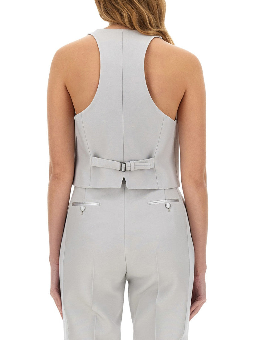 Grey Solid V Neck Top 2