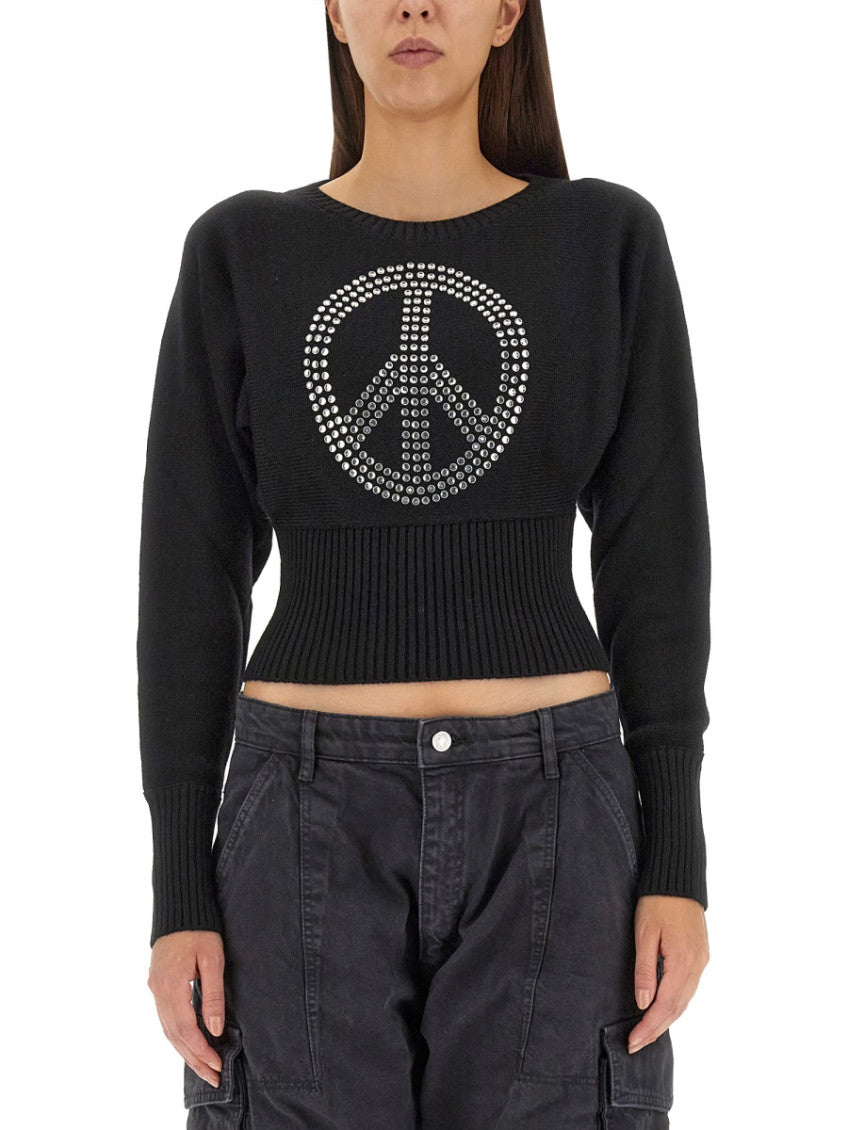 Black Embellished Round Neck Sweater 1