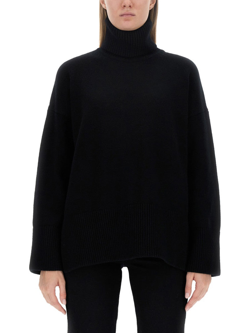 Black Solid Turtle Neck Sweater 1