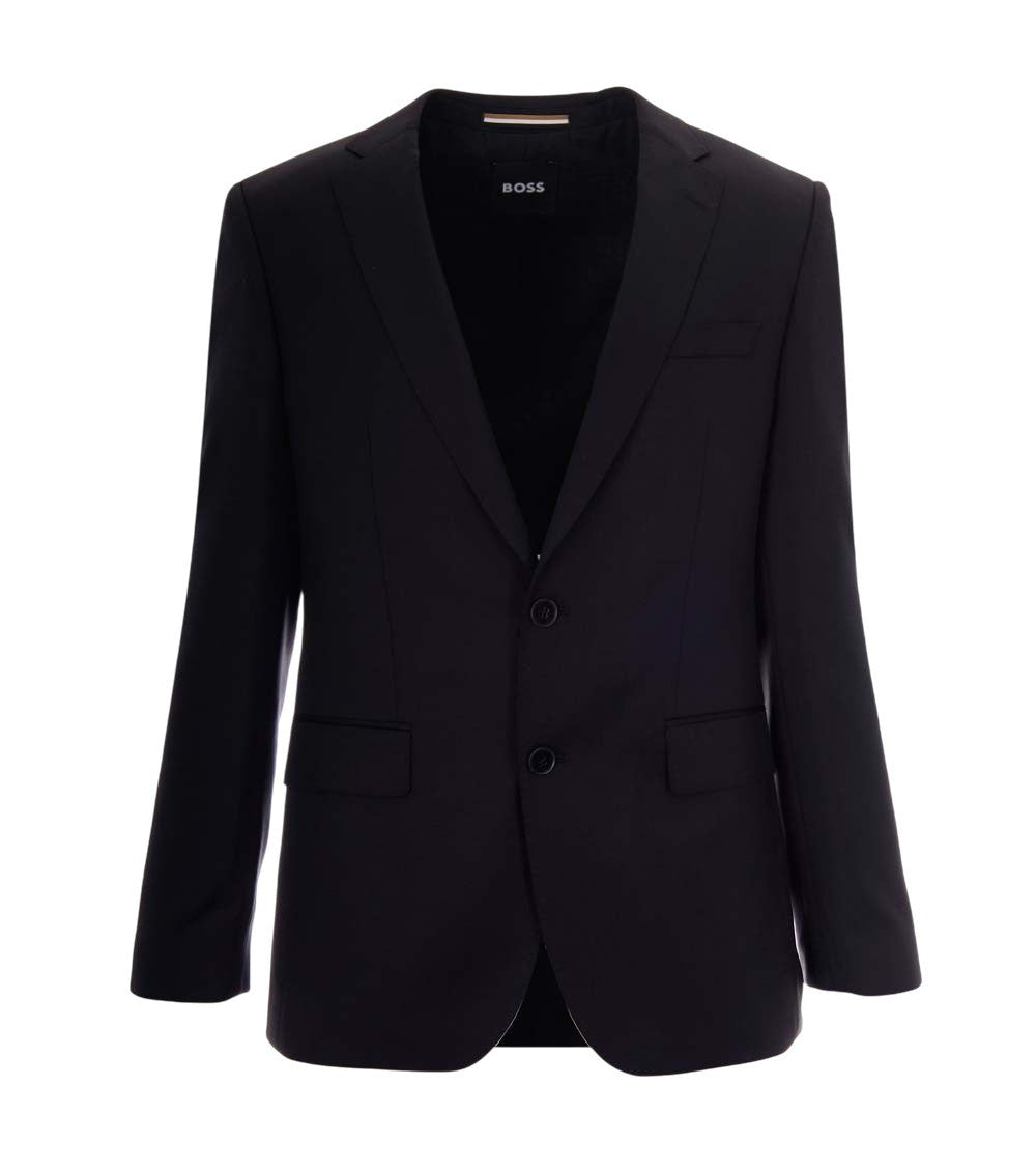 Black Solid Notched Lapel Jacket 1