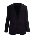 Black Solid Notched Lapel Jacket 1