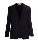 Black Solid Notched Lapel Jacket 1