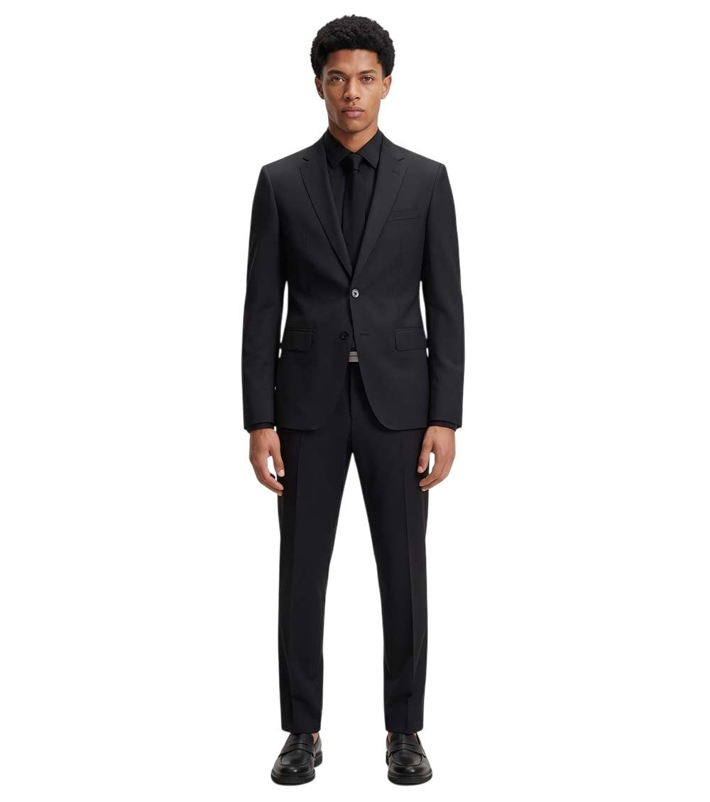 Black Solid Notched Lapel Jacket 2