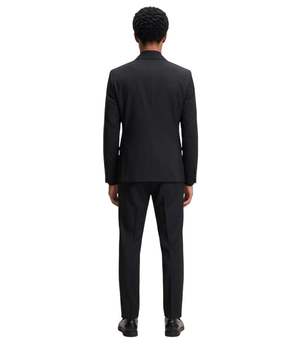 Black Solid Notched Lapel Jacket 3