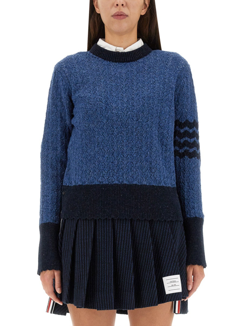 Blue Knitted Crew Neck Sweater 1