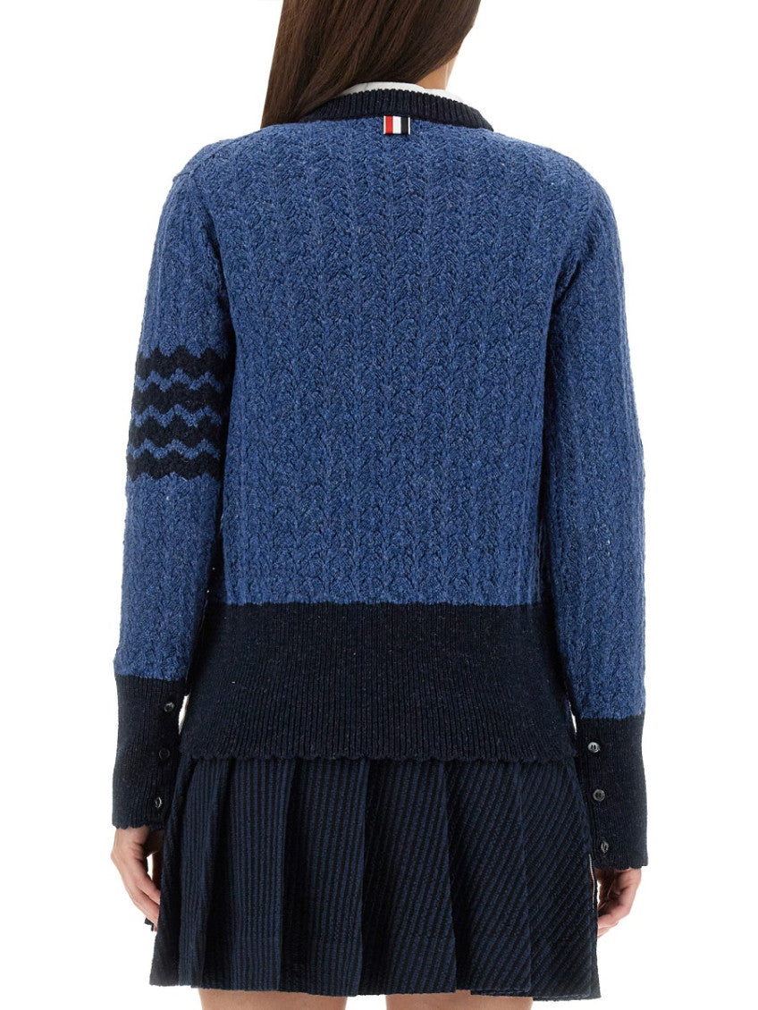 Blue Knitted Crew Neck Sweater 3