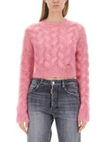 Pink Knitted Crew Neck Sweater 1