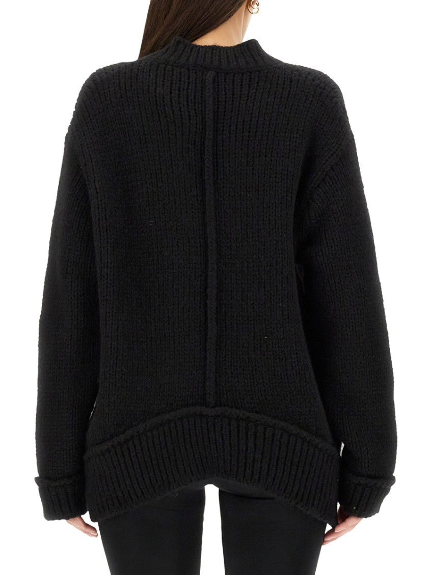 Black Knitted V Neck Sweater 3