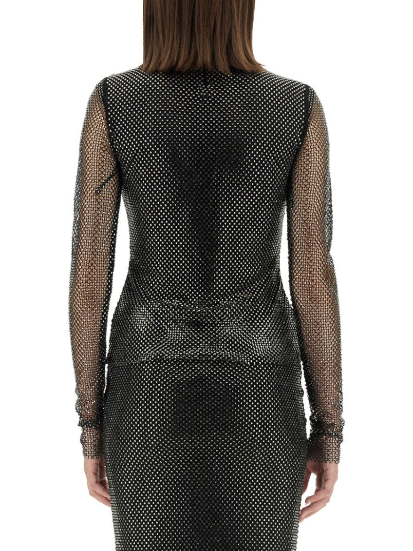Black Embellished Mock Collar Top 2