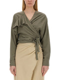 Green Solid V Neck Top 1