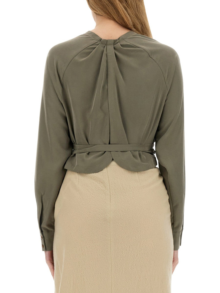 Green Solid V Neck Top 2