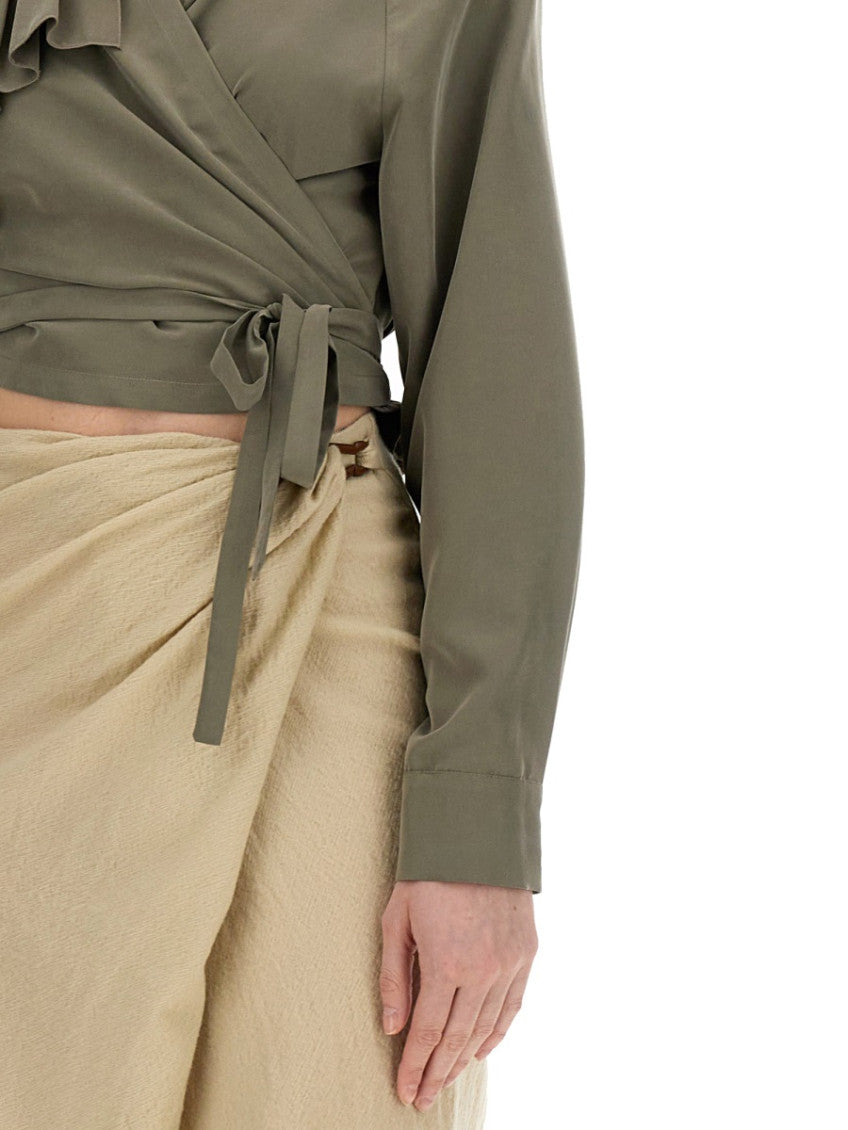 Green Solid V Neck Top 3