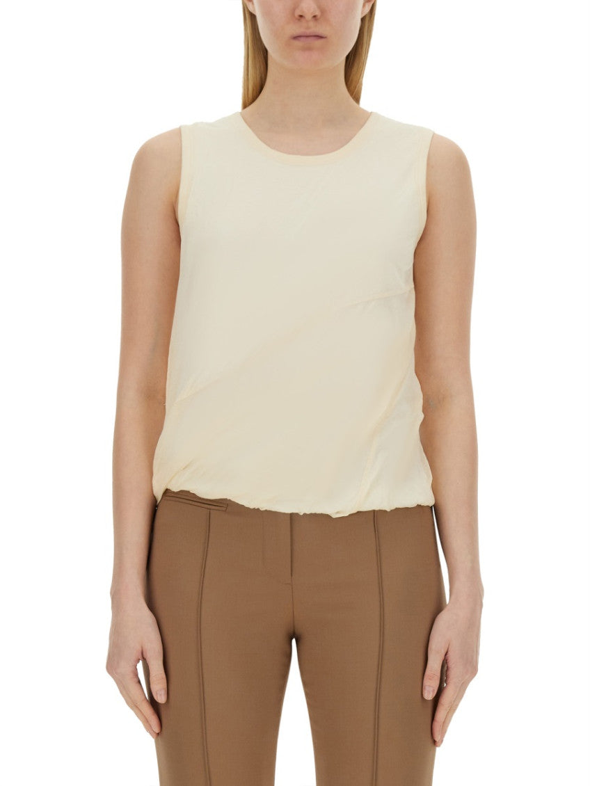Light Brown Solid Round Neck Top 1