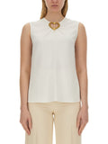 White Embellished Round Neck Top 1