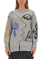 Grey Graphic Crew Neck Sweater 1