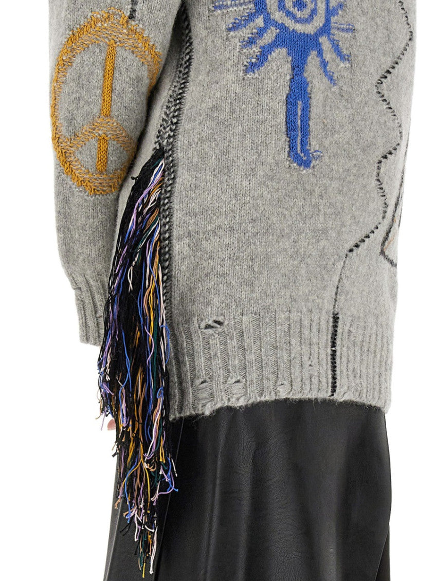Grey Graphic Crew Neck Sweater 4