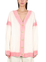 White Color Block V Neck Cardigan 1