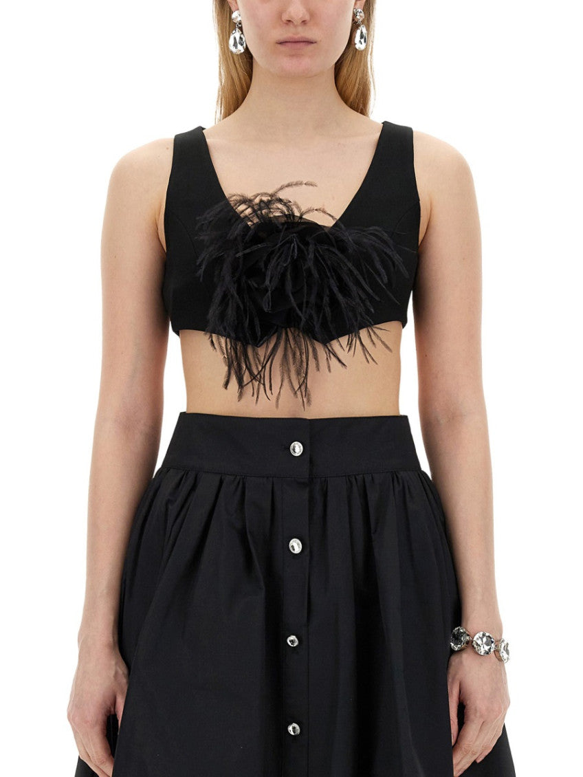 Black Embellished V Neck Top 1