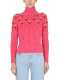 Red Embroidered Turtle Neck Sweater 1