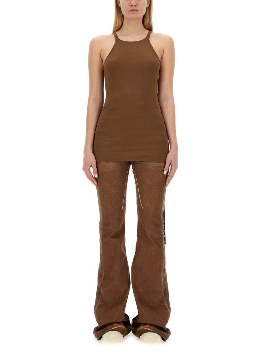 Brown Solid Halter Neck Top 1